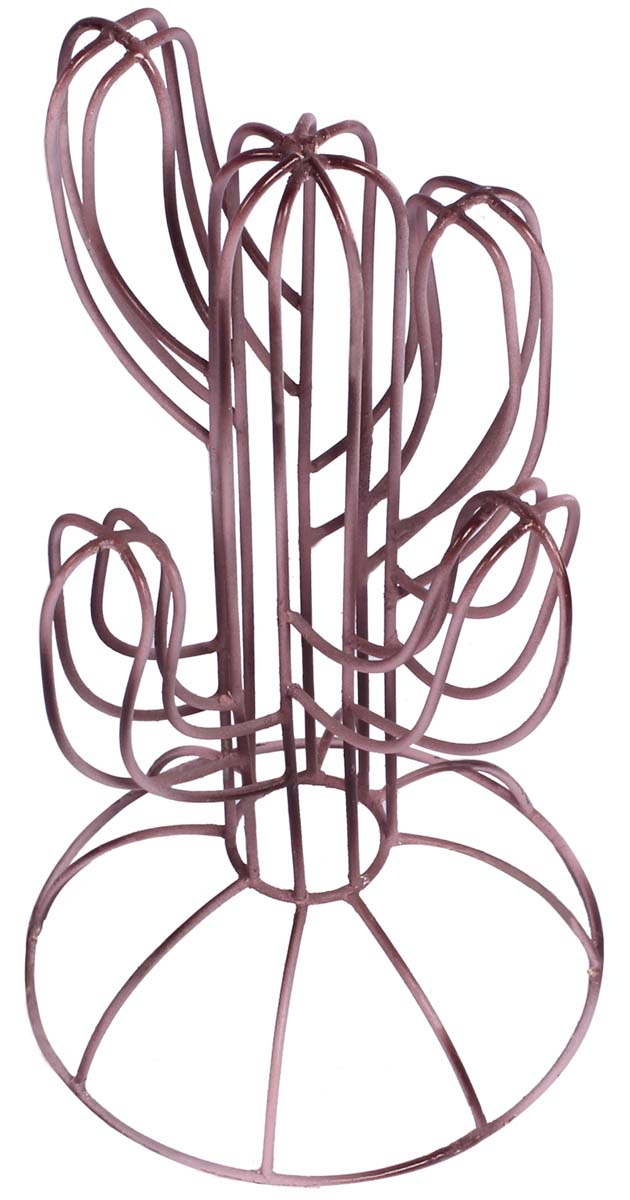 11" Handmade Jewelry Stand - Look of a Cactus Plant - Cast in Iron - Copper Color Finish - Dresser Accessories / Organizers - Home Decor - Buy in Bulk Wholesale